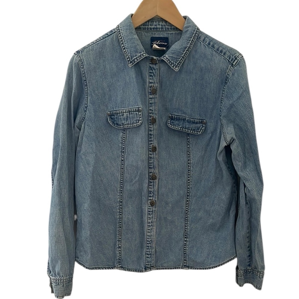 Vintage Express denim button up seam front shirt with two chest pockets